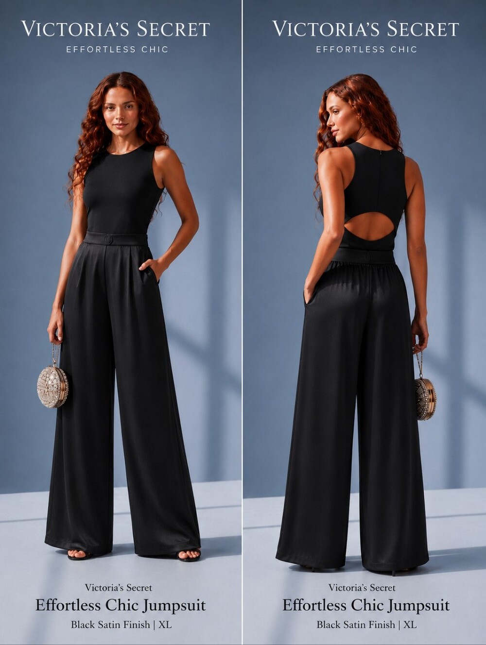 Victoria’s Secret Effortless Chic Jumpsuit | Black Satin Finish | XL - Picture 10 of 10